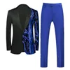 Herrdräkter Fashion Luxurious Sequin Suit 2-Piece Black / Blue Gold Classic Wedding Dance Party Stage Dress Men Blazer Jacket Pants