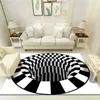 Ковры Черный белый вихревой иллюзический ковер для гостиной для мытья полиэфирная 3D-принцип Геометрическая геометрическая не скользящая площадь коврики спальни R230731
