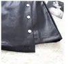 Gonne Donna Moda Vita alta Inverno PU Bottone in pelle Mini gonna da festa sottile Fondo femminile Nero