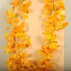 Guirnaldas de flores decorativas, guirnalda Artificial, hojas de plantas de Ginkgo, corona de hojas, colgante de pared, ratán falso, decoración para fiesta de cumpleaños y boda