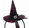 Mini Witch Hat Headband Cobweb Dots Veil Cap Easter Halloween Fancy Dress Costume Accessory Party Headdress Scary Presents LL