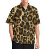 Męskie koszule Stylowe lampart luźne koszulę mężczyzn wakacyjne zwierzę zwierzęta wzór Hawajów Design krótko-rękawe zabawne duże bluzki