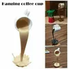 Floating Spilling Coffee Cup Sculpture Kitchen Novelty Artiklar Dekoration Spill Magic Pouring Splash Creative Mug Home323p