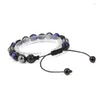 Strand 100-Uniqe Style Naturel Obsidienne Hématite Noir Oeil De Tigre Pierre Boule Tricot Bracelet Réglable Mode Bijoux Cadeau