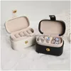 Schmuckschatullen Kleine tragbare Aufbewahrungsbox Pu-Leder Reiseorganisator Ring Ohrringe Mini Vitrine Halter Geschenkverpackung Drop Delive Ot9Kp