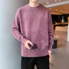 Erkek Sweaters Sonbahar ve Kış Örme Giysileri Kalınlaştırılmış Yuvarlak Boyun Külte Düz Renk Kazak Alt Çizgi Gömlek Modeli