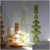 Candle Holders Floriddle Taper Glass Candlesticks For Home Room Decoration Party Vase Table Bookshelf Drop Delivery Garden Dhyfx