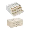 Bolsas para joias Caixa de acrílico Organizador de 3 camadas Divisórias ajustáveis para cômoda Mesa de cabeceira bege transparente Exterior 9 x 5,3 x 4 polegadas