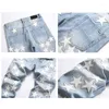 Jeans Masculino Para Homens Couro Plástico Estrelas Patchwork Calças Denim Hombre Calças Longas Slim Fit Decoração de Luxo Hip Hop Humans