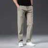 Herrbyxor Browon Brand Casual Men's Summer Thin Ice Silk Breattable Casual Men's Pants With Straight Pull Loose Solid Color Pants Z230731