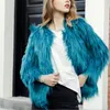 Women's Fur Coat Women Fluffy Warm Long Sleeve O-neck Autumn Winter Jacket Hairy Collarless Overcoat
