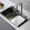 Robinet cascade évier de cuisine en acier inoxydable 304 grand évier multifonction à fente unique tasse rondelle accessoires de cuisine