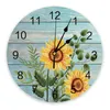 Horloges murales Vintage planche de bois horloge ronde Design moderne maison salon décoration Table de cuisine pour enfants