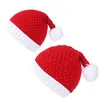 Cappelli natalizi lavorati a maglia da Babbo Natale per bambini Berretto bianco rosso per bambini con pom ball Cappello invernale da mamma per bambini caldi