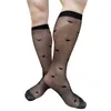 Chaussettes pour hommes Softy Ultra mince transparent noir hommes robe formelle costume genou haut sur le mollet Sexy homme bas Lingerie voir à travers le tuyau