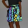 Skirts Summer Color Reflective Skirt Adjustable Belt A-Line