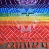 Tapete de melhor qualidade feito de algodão Bohemia India Mandala Blanket 7 Chakra Rainbow Stripes Tapeçaria Toalha de Praia Tapete de Ioga 230731
