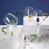 Wijnglazen Kerst Glazen Beker Koffiemok Creatieve Leuke 3D Patroon Drinken Vakantie Water Met Handvat Voor Party Home Decor