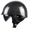 Meio Capacete Voss 888CF Fibra de Carbono Genuíno DOT com Lente de Sol Retrátil e Liberação Rápida de Metal - S - Carbono Brilhante1234M