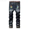 Men's European and American Street Personality Brushed Mens Ripped Straight Jeans Casual Fashion Style L230731