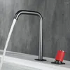 Badrumsvaskar kranar lyxiga mässingskran Modern design koppar lavabo hög kvalitet kall bain mixer tap gun grå 2 eller 3 hål