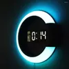 Wall Clocks LED Clock Digital Table Alarm Mirror Hollow Modern Design Nightlight For Home Living Room Silent