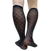 Chaussettes pour hommes noir genou haut hommes robe formelle costume Sexy Lingerie bas homme affaires Long Tube voir à travers drôle mode tuyau