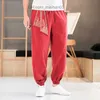 Mäns byxor Zen Tea Men's Chinese Style Brodery Dragon Kung Fu Hougong Pants Japanese Fashion Sports Leisure Trousers Street Dance Z230731
