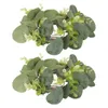 Decorative Flowers 2 Pcs Ring Fall Wedding Decor Door Wreath Artificial Leaf Hanging Plastic Adornment Green Simulation Party
