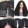 Glueless wigs v part afro curly wig no leave out thin part human hair wig