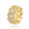 حلقات الفرقة Iced Out Bling Men Finger Jewelry Full Rectangle Zirconia 5A CZ CUS