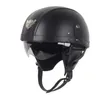 Casques de moto Nouveau casque de Moto en cuir Vintage Casco Moto Moto visage ouvert rétro demi-casque Chopper Biker pilote DOT taille MXL x0731