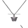 Pendant Necklaces Color Changing Butterfly Necklace Cute Temperature Sensing Women Fashion Jewelry Will And Sandy Drop Delivery Pendan Dhex8