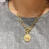 Choker Map Coin Disc PENDANT Long WOMEN NECKLACE GOLD COLOR Collares Stainless Steel Jewelry Collier Gift