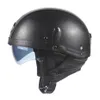 Aprobado por DOT en América - Casco Halley de cuero de media cara para motocicleta de marca Cascos clásicos retro marrón Casco Goggles270E