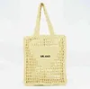 Nya Hot Ins Designer Brands Hollow Letters Raffia Straw Tote Fashion Paper Woven Women Shoulder Bags Summer Beach Handbag Luxury Bag