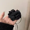 チョーカーヴィンテージフレンチファッションピンクの大きな花の黒いネックネックストラップチェーン女性のためのウェディングジュエリー