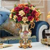 Vases Européen Résine VaseArtificiel Ensemble De Fleurs Figurines Ameublement Décoration Artisanat Salon Soie Faux Pot Ornements 230731