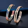 Boucles d'oreilles créoles trois grâces mode coloré zircon cubique couleur or petit cercle rond mince pour les femmes Chic Cocktail ER329