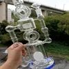 Grands narguilés de bang d'eau en verre de 18 pouces avec pneu Perc Recycler Oil Dab Rigs Femelle 14mm Joint