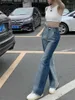 Jeans pour femmes 2023Casual Slim-fit Pantalon En Gros Mode Casual Taille Haute Femme Femme Vintage Streetwear OL Flared Denim