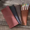 Handmade Big Capacity Leather Pencil Bag Storage Cosmetic Simple Case For Bussiness &School As Gift