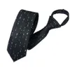 Zipper tie 6cm dot strip business necktie ready knot polyester men's neck ties wedding groom team neckwear 2pcs lot216n