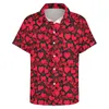 Chemises décontractées pour hommes chemise imprimée coeurs rouges Saint Valentin vacances ample hawaïen Vintage Blouses manches courtes graphique vêtements surdimensionnés