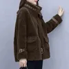 Femmes fourrure épaissie laine d'agneau mode veste chaude 2023 hiver Version coréenne lâche velours mi-longueur haut décontracté femmes