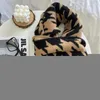 Scarves Korean Style Retro Two-Tone Houndstooth Knitted Cotton Scarf Winter Warm Soft Neckerchief Woolen Yarn Skinny For Women