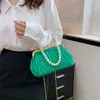 Evening Bags Fashion Women Orange Green Shoulder Prom Clutch Pearl Chain Crossbody Female Chic Pu Leather Handbags And Purse 230729