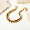 Braccialetti di collegamento Acciaio inossidabile europeo e americano Perla naturale Moda donna Braccialetti a catena cubani Accessori per gioielli hip-hop a mano