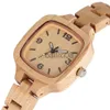 Other Watches Luxury Maple Wood Ladies Watch Square Dial Full Wooden Bangle Wrist Watches Creative Timepiece Gifts for Girlfriend/Wife J230728