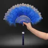 Chinese Style Products Feather Folding Fan Sweet Fairy Girl Dark Court Dance Hand Fan with Pendant Gift Wedding Party Decoration
